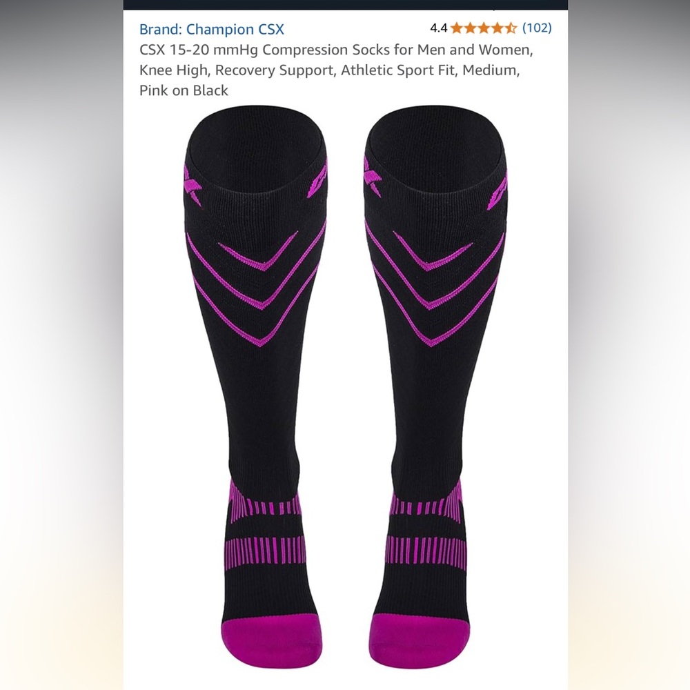 NWT - CSX - Compression Sport Socks - Black & Pink